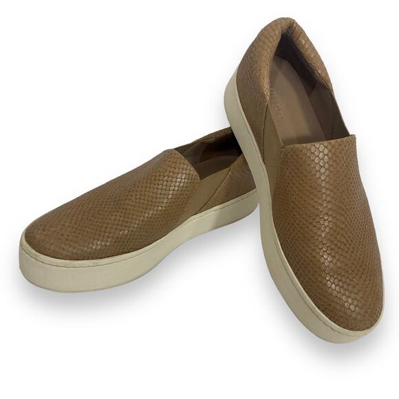 Vince Warren Slip-On sneakers ladies 8.5 Platform Snakeskin Embossed tan leather - Picture 11 of 11